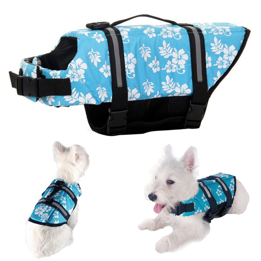 (XXL Flower) Summer Pet Dog Life Jacket Swimming Preserver Clothes Safety Vest Harness Saver