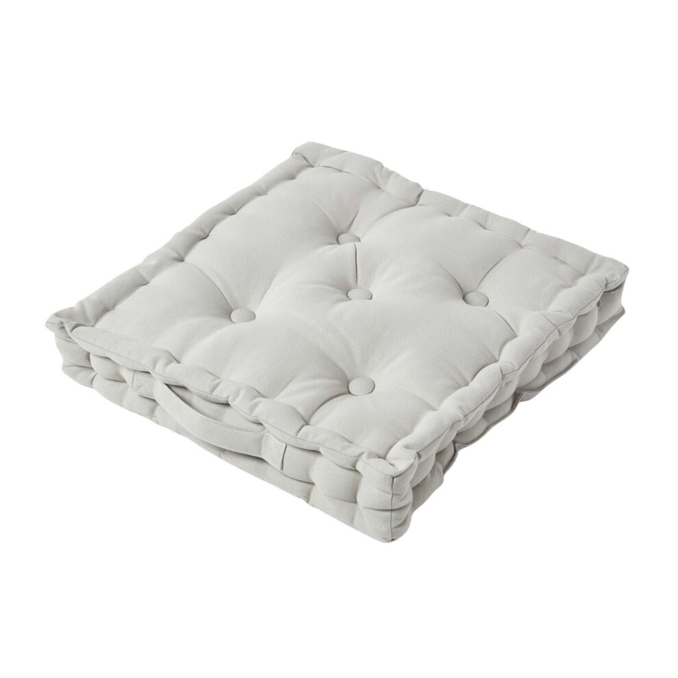 Homescapes (40 X 40 Cm, ) Cotton Plain Floor Cushion Grey