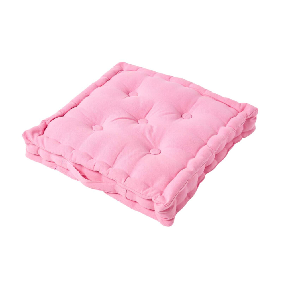 Homescapes (40 X 40 Cm, ) Cotton Plain Floor Cushion Pink