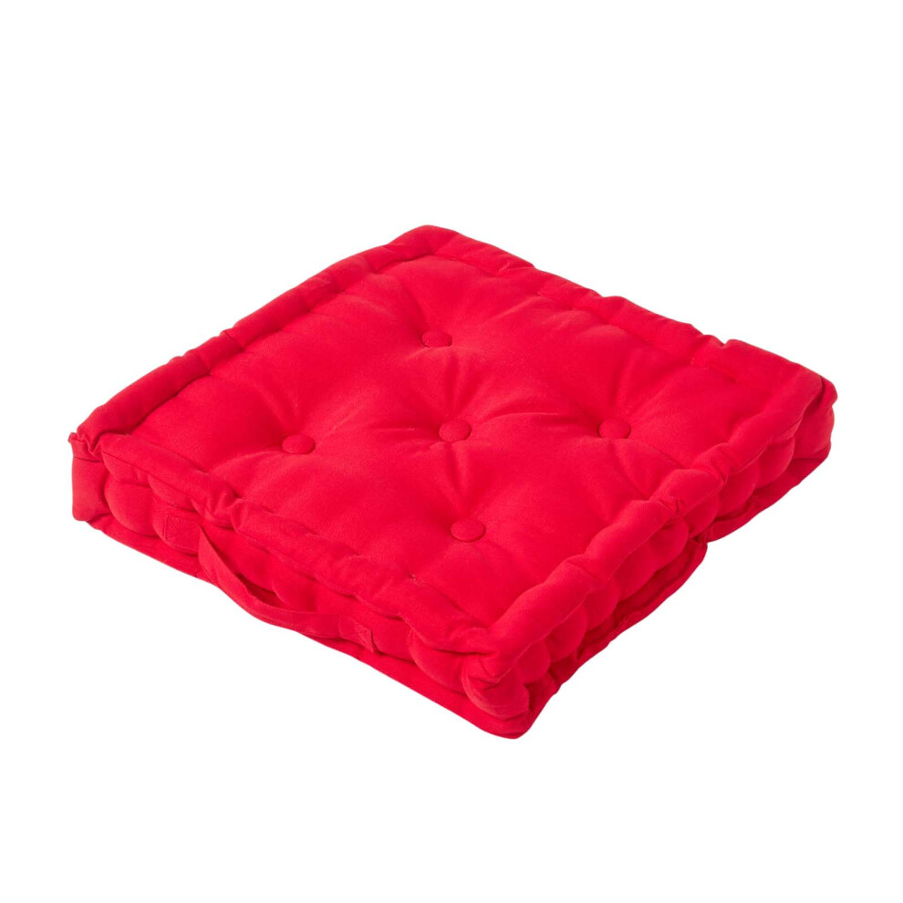 Homescapes (40 X 40 Cm, ) Cotton Plain Floor Cushion Red
