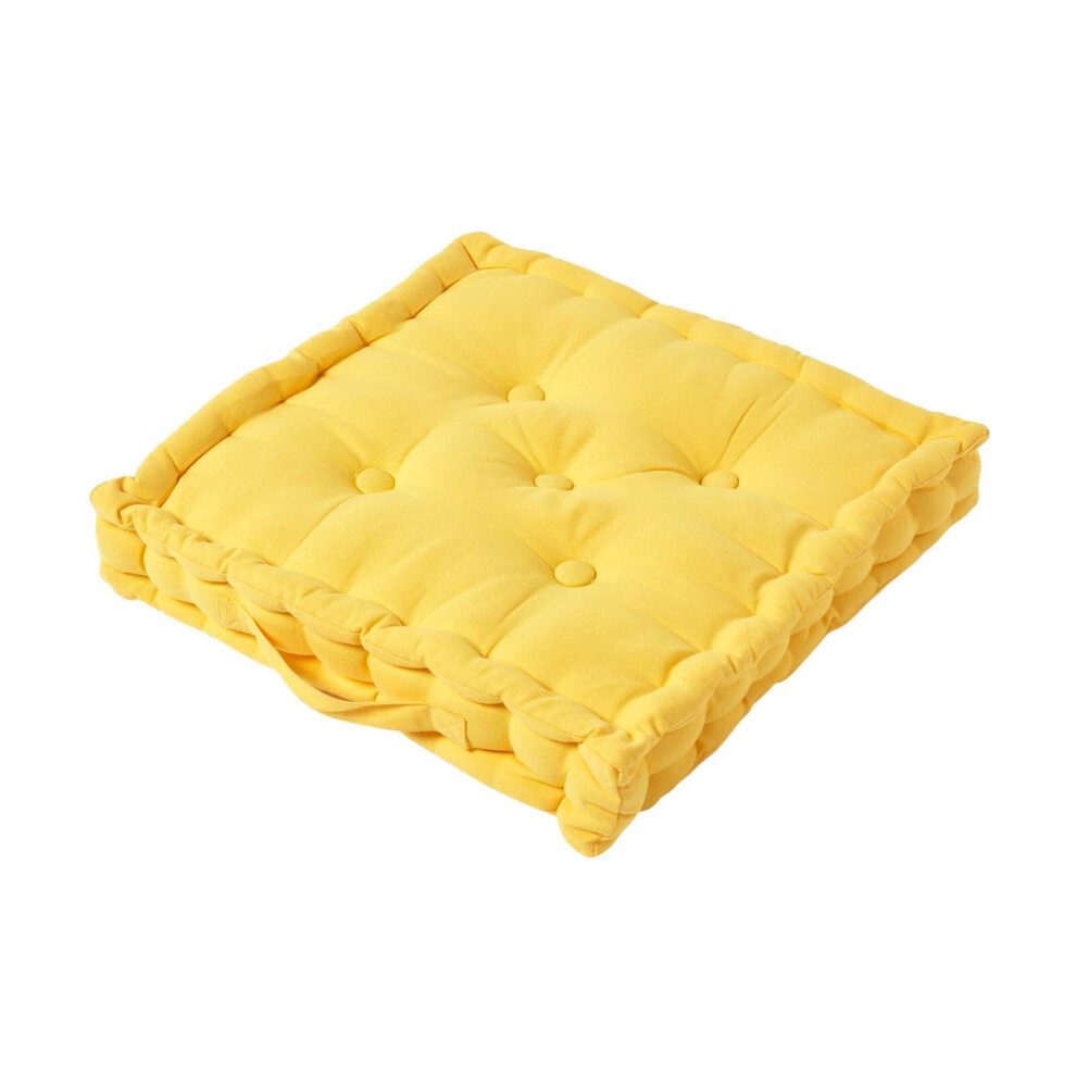Homescapes (40 X 40 Cm, ) Cotton Plain Floor Cushion Yellow