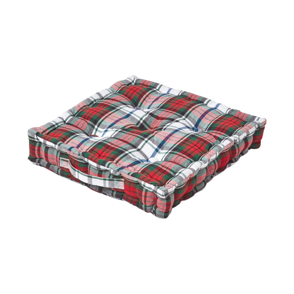 Homescapes (40 X 40 Cm) Cotton Macduff Tartan Floor Cushion Red