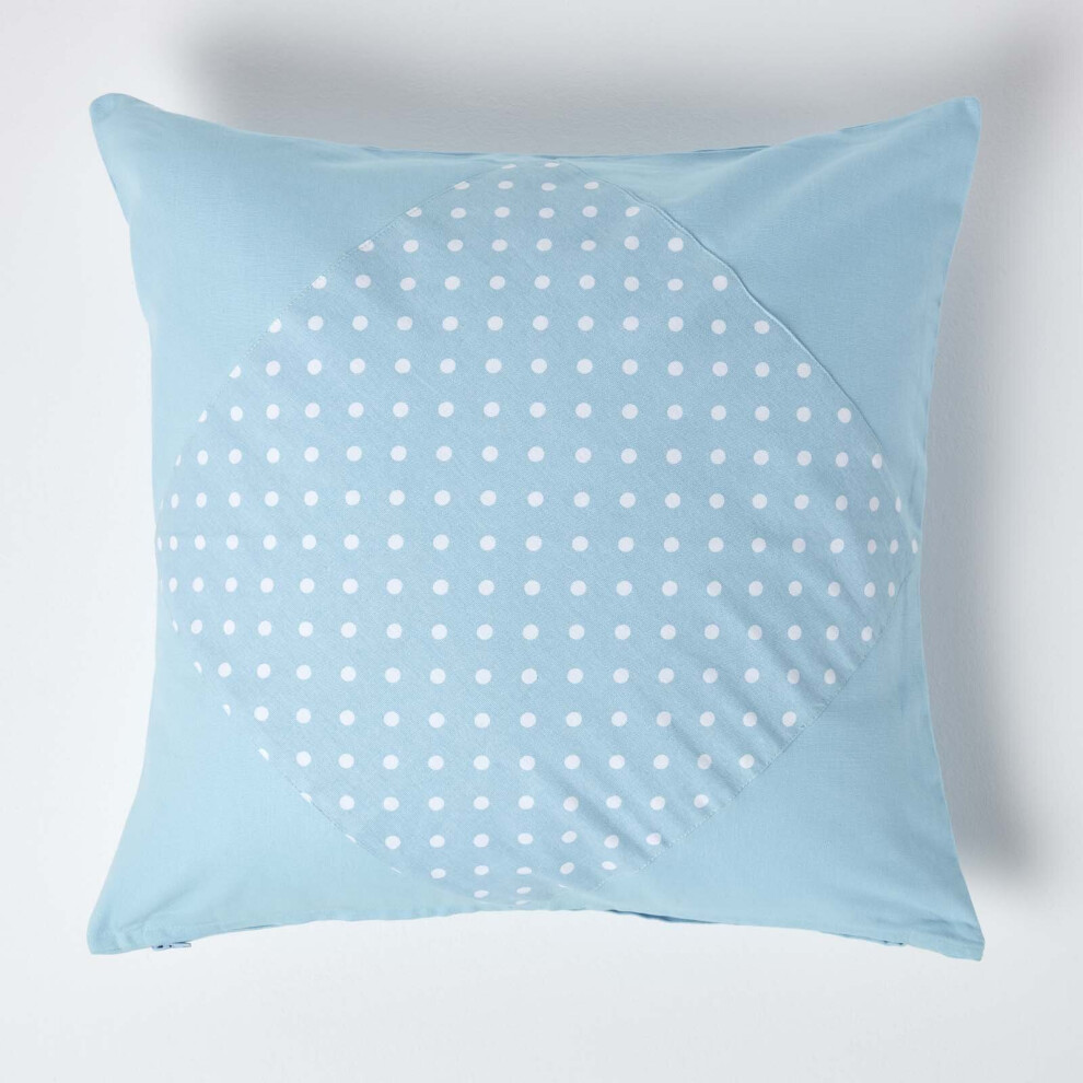 Cotton Plain and Polka Dots Cushion Cover