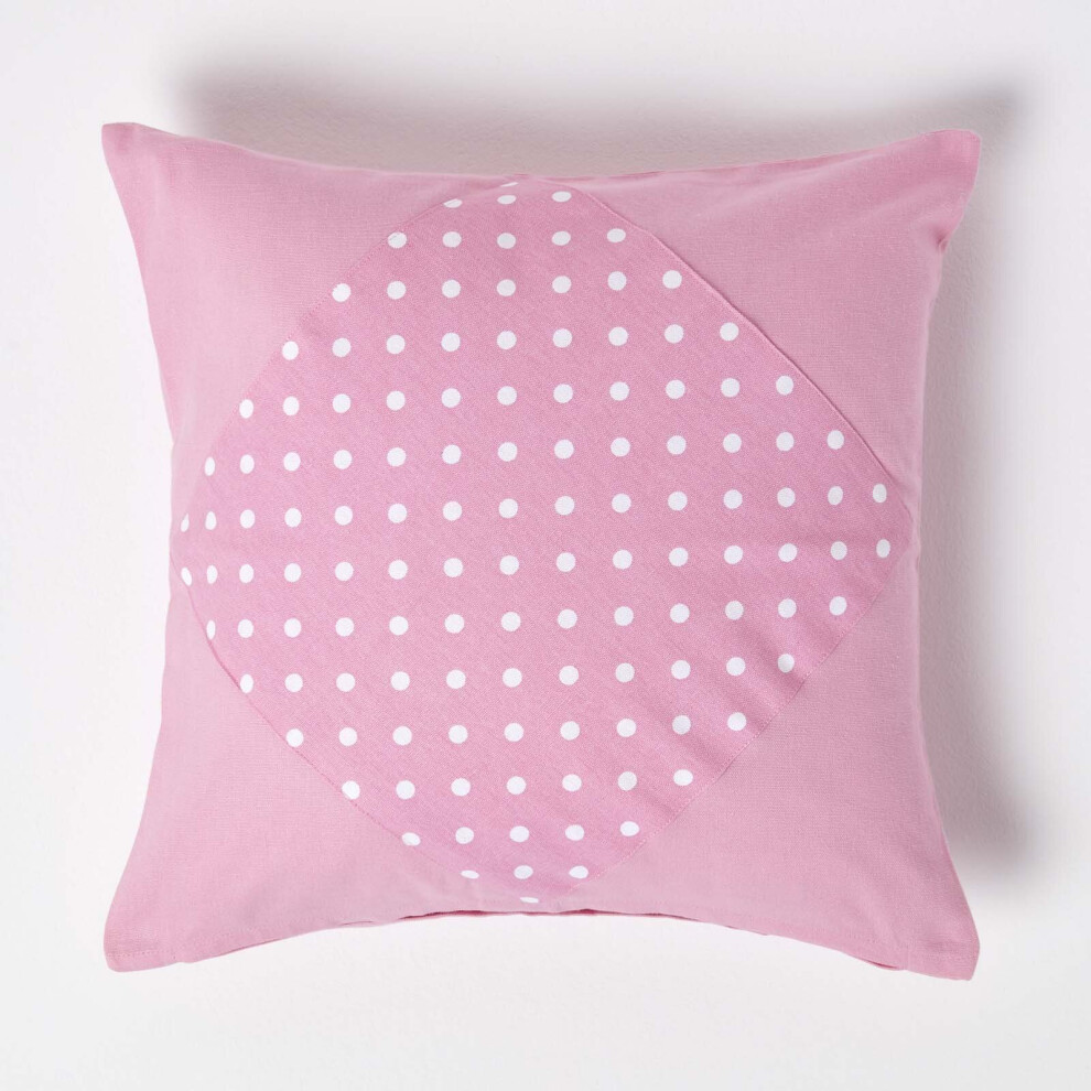 Cotton Plain and Polka Dots Cushion Cover