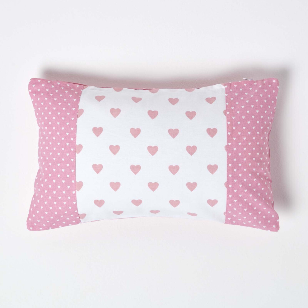 (30 x 50 cm, Pink Hearts Polka) Cotton Hearts and Polka Dots Cushion Cover-image-OPC-P8G8PPR-NEW