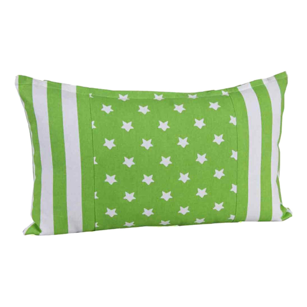 Homescapes (30 X 50 Cm, Stripe Stars) Cotton Stripe Border And Stars Cushion Cover Green