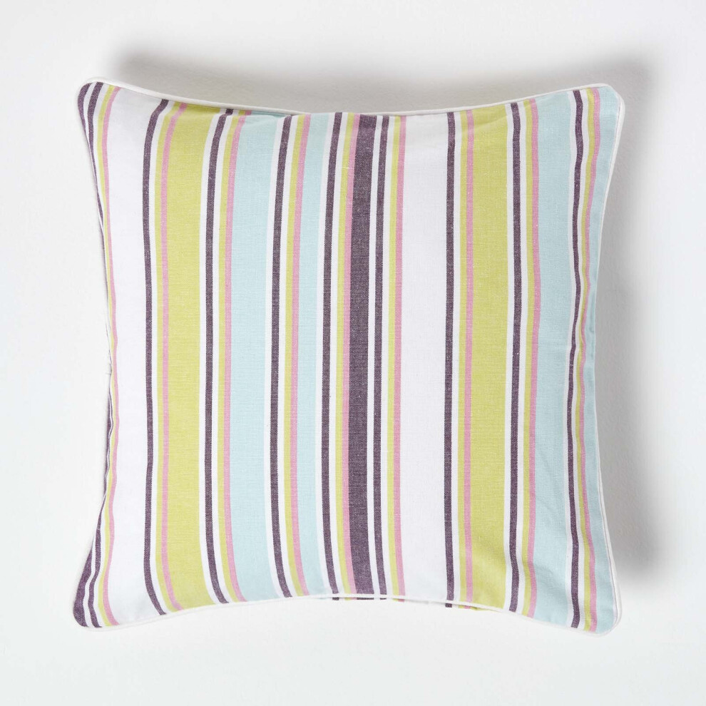 (45 x 45 cm) Cotton Osaka Green Stripe Cushion Cover