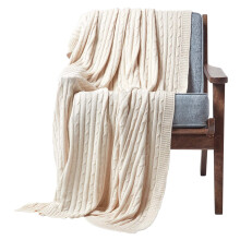 (Natural, 130 x 170 cm) Cotton Cable Knit Throw