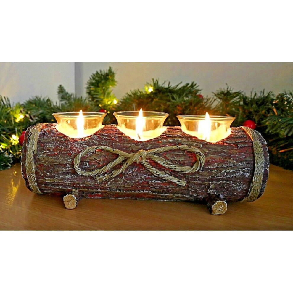 Rustic Log Candle Holder Table Centre Piece Tea Light holder