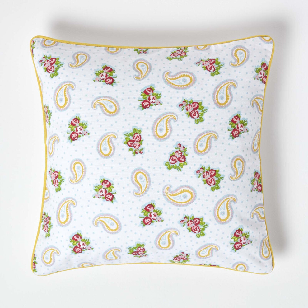 Cotton Paisley and Dots Cushion Cover