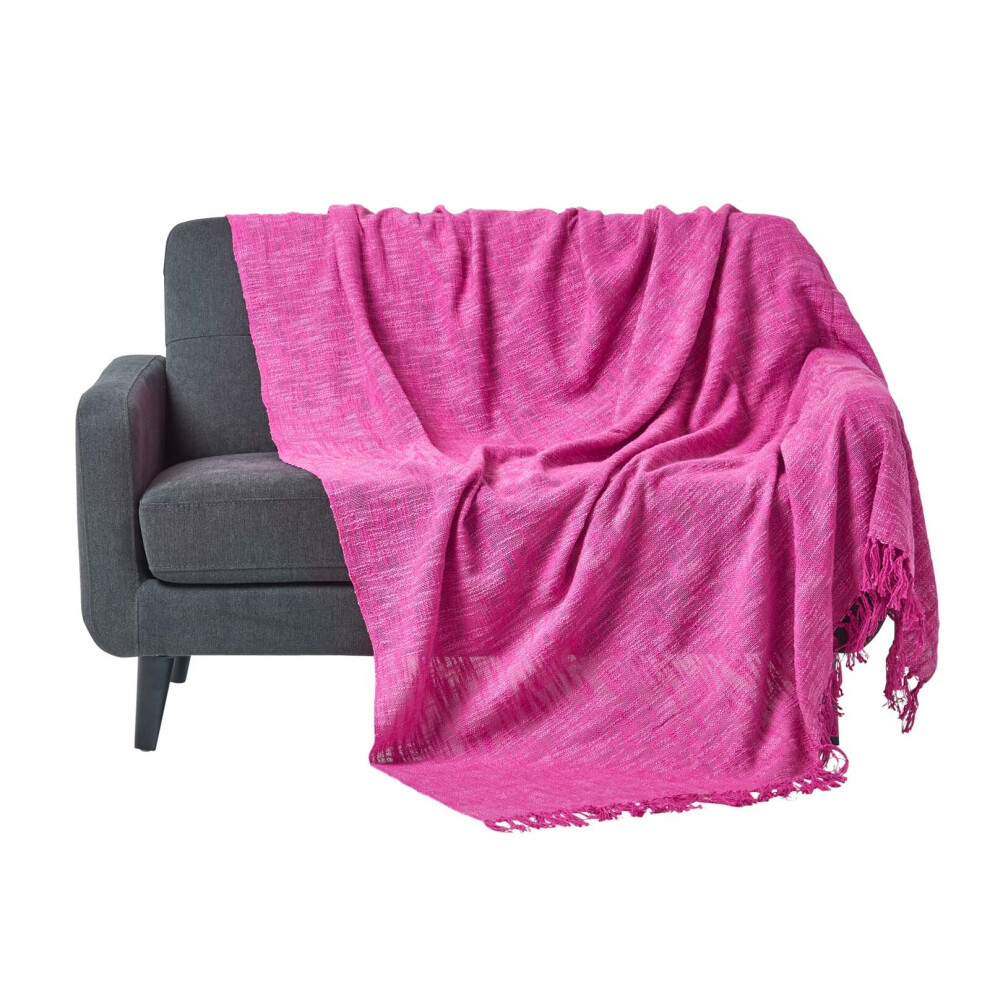 Homescapes (, 255 X 360 Cm) Nirvana Slub Cotton Throw Pink