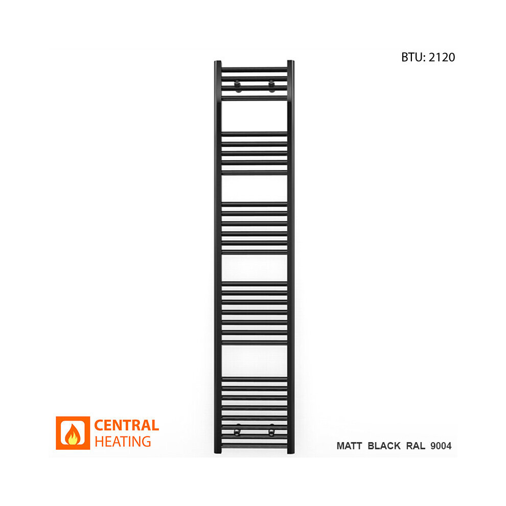 (Trv Angled Black Valves, 300 X 1700Mm (Btu: 2120 )) 300Mm Wide Black Towel Rail Radiator With Valves 7427268764339