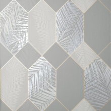 Fine Decor Miami Troprical Geo Grey Wallpaper FD42835
