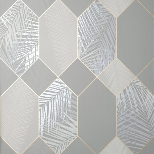 Fine Decor Fine Decor Miami Troprical Geo Grey Wallpaper FD42835