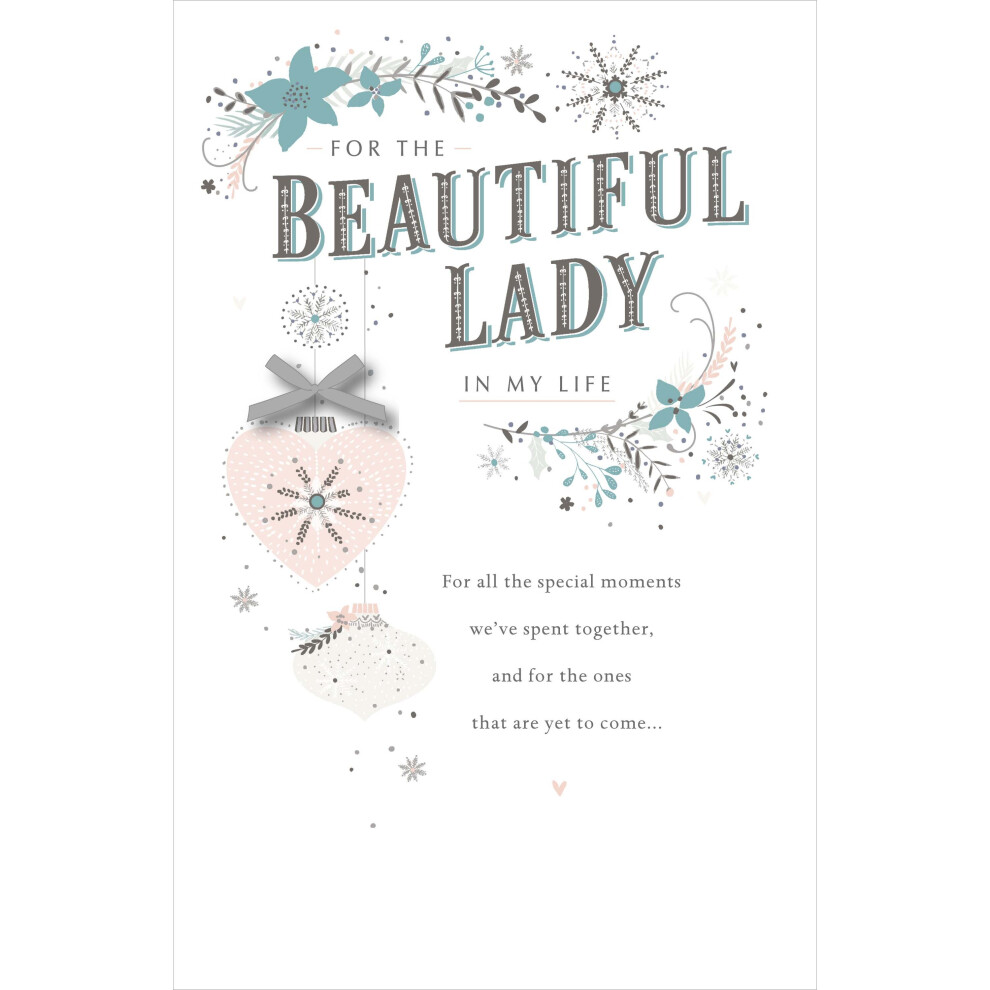 Beautiful Lady In My Life Traditional Embellished Christmas Card Xmas Cards