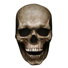 (Dark) Creepy Halloween Full Head Skull Mask with Moving Jaw Entire Head Latex Helmet