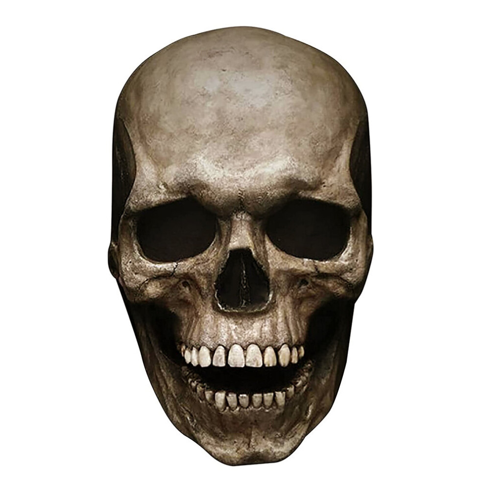 (Dark) Creepy Halloween Full Head Skull Mask with Moving Jaw Entire Head Latex Helmet