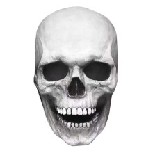 (Light) Creepy Halloween Full Head Skull Mask with Moving Jaw Entire Head Latex Helmet