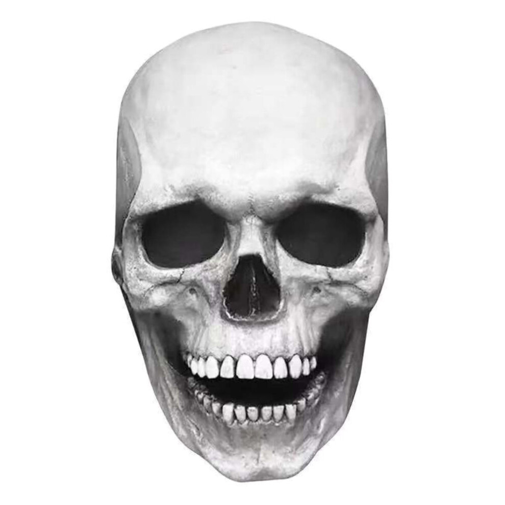 (Light) Creepy Halloween Full Head Skull Mask with Moving Jaw Entire Head Latex Helmet