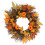 Living And Home 45CM Halloween Fall Pumpkin Wreath Autumn Maple Leaf Garland With LED Light 1