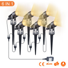 (Warm White, 6 PACK) LED Garden Spike Light Outdoor Spotlight Lawn Lamp
