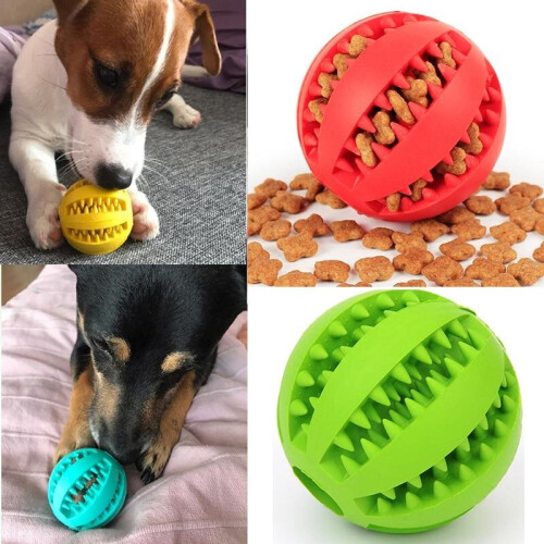 (Yellow 2, 6cm) Pet Dog Stretch Rubber Leaking Ball 2