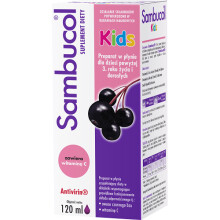 Sambucol Kids Płyn 120 ml – Wsparcie odporności dla dzieci 3+ i dorosłych; sok z czarnego bzu i witamina C, bez sztucznych barwników