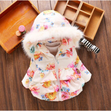 (White, 18-24 Months) Baby Kids Girls Coat Parka Hooded Padded Jacket