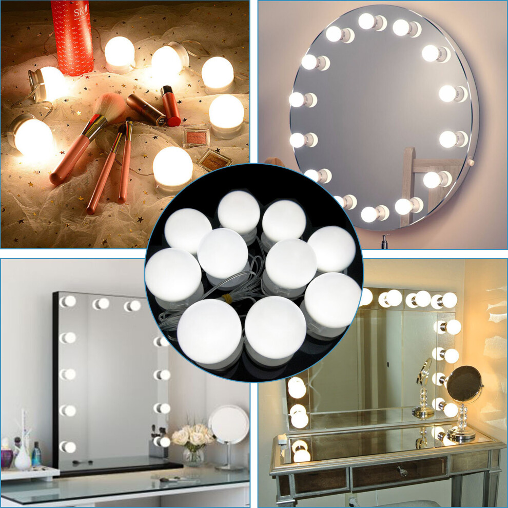 FUTUREBATT 10 LED Bulbs Hollywood Mirror Lights Vanity for Makeup Bathroom Dressing Table HOME DECOR