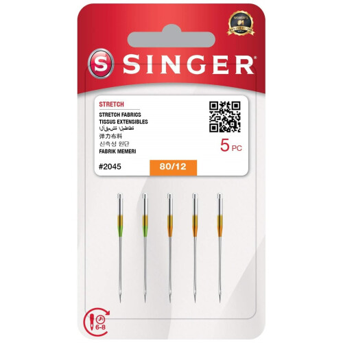 Singer Singer Stretch Ball Point 2045 Sewing Machine Needles (5), Size 80/12 1