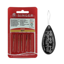 Singer Universal 2020 Sewing Machine Needles Size 80/11, Inc. Threader