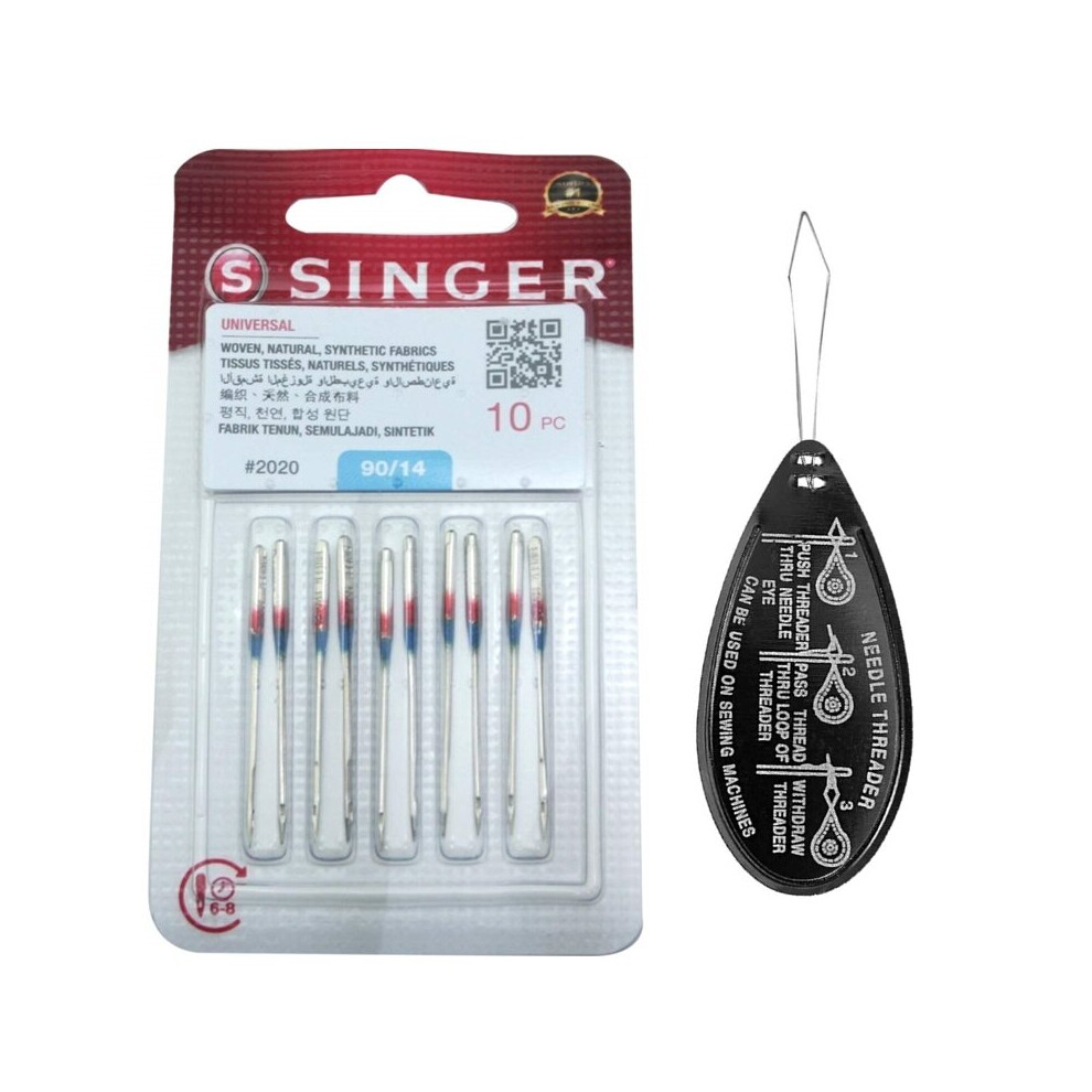 Singer Universal 2020 Sewing Machine Needles, Packet Of 10, Size 90/14