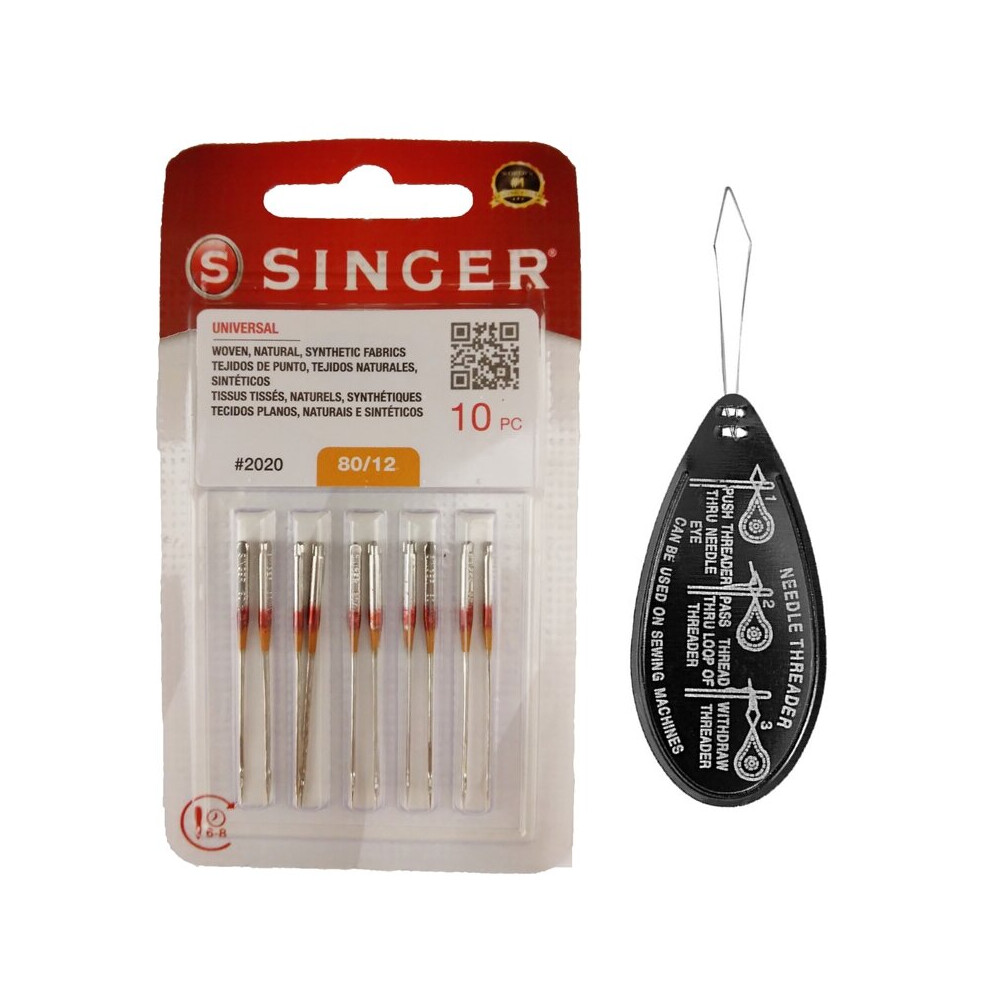 Singer Universal 2020 Sewing Machine Needles, Packet Of 10, Size 80/12