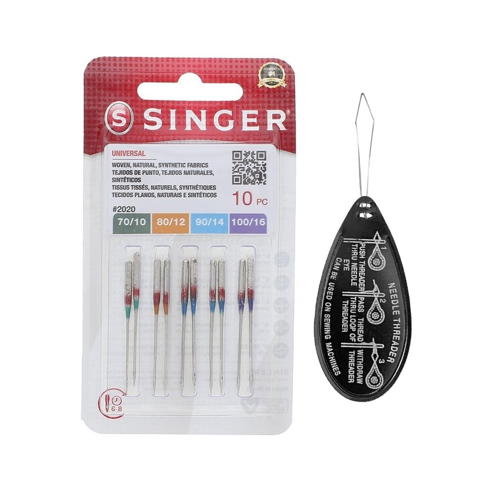 Singer Universal 2020 Sewing Machine Needles 10, Assorted 70/10-100/16