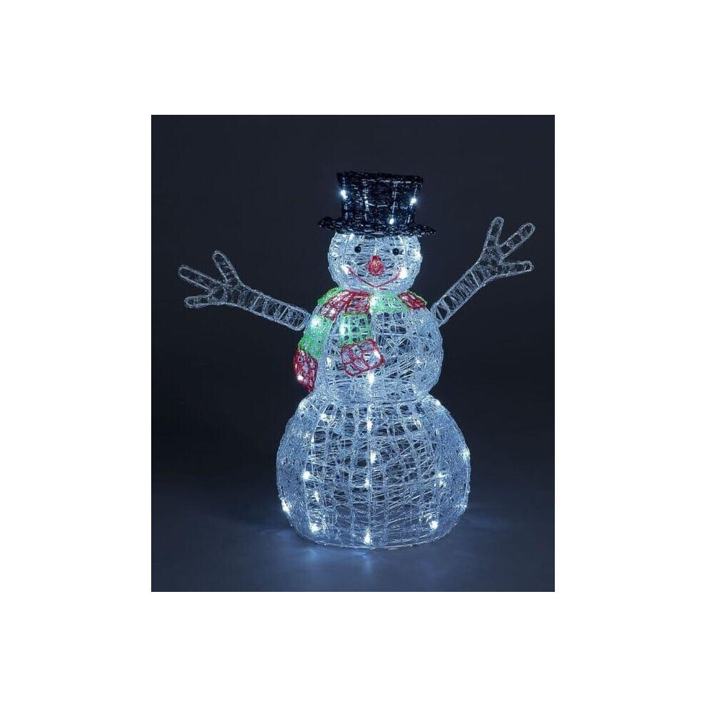 Snow Time Outdoor Spun Acrylic Snowman Christmas Decoration Large Ice Led White