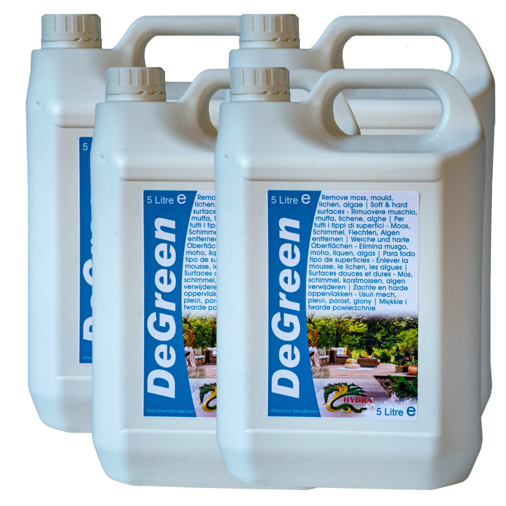 (4x5 Litre (Makes 200L solution)	) Hydra DeGreen - Remove Algae, moss, green fungus