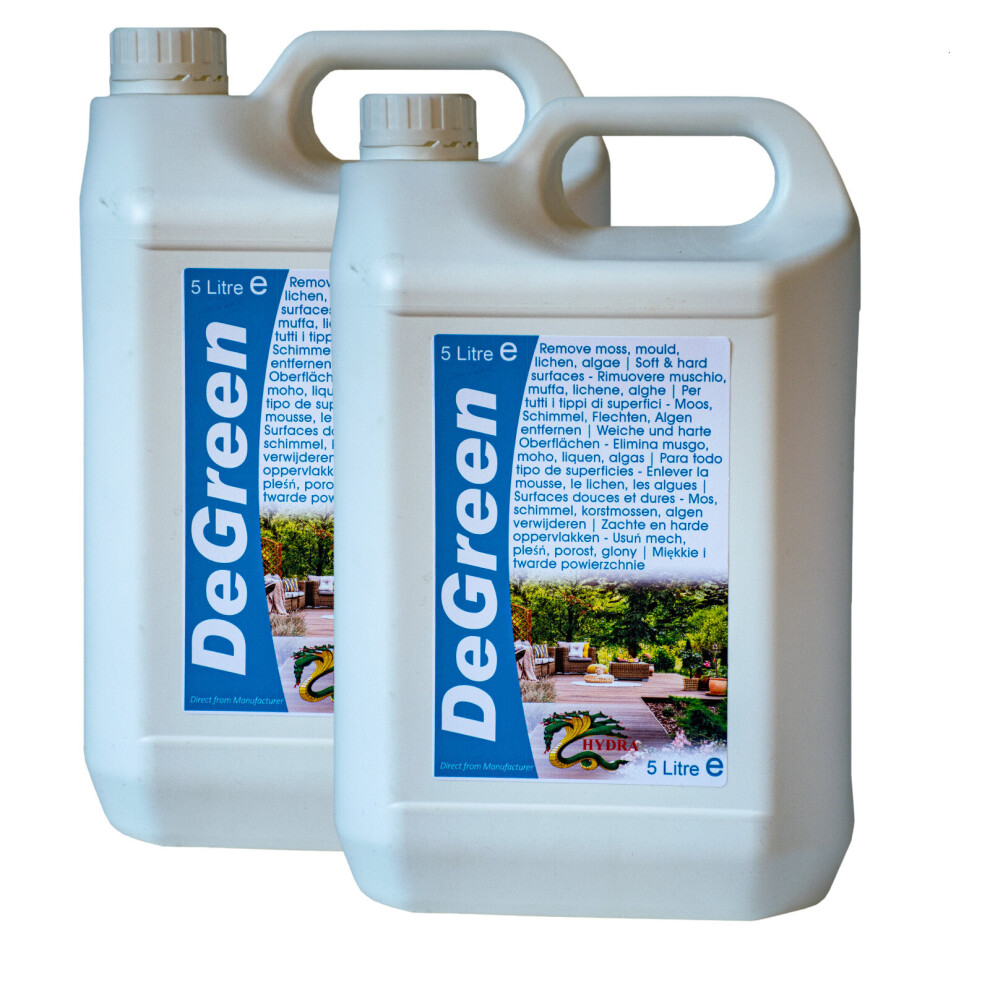 (2x5 Litre (Makes 100L solution)	) Hydra DeGreen - Remove Algae, moss, green fungus-image-OPC-P79ZVTW-NEW