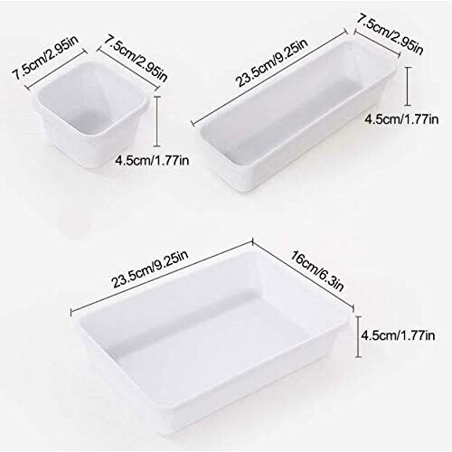 8pc White Drawer Organiser Storage Separator Organisation Boxes 2