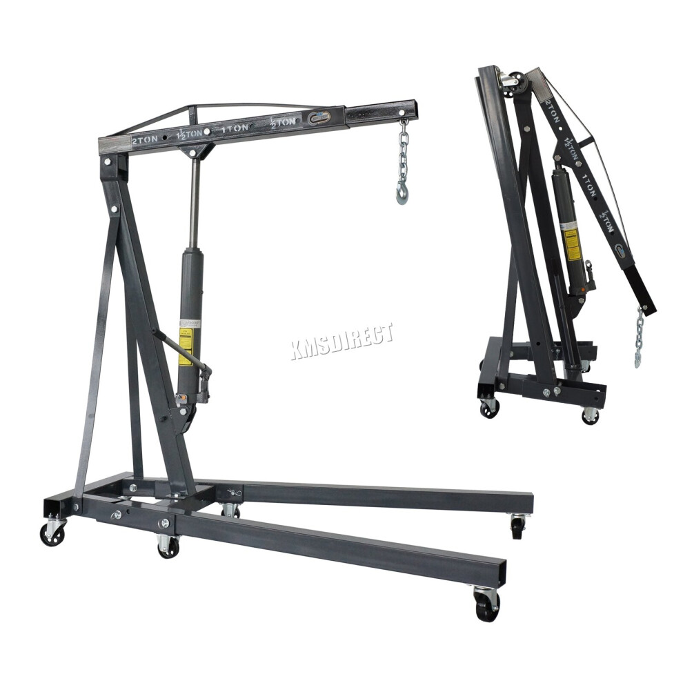 Switzer 2 Ton Tonne Hydraulic Folding Engine Crane Stand Hoist Lift Jack Grey