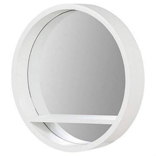 White Wooden Shelf Floating Wall Mirror Display Unit Round Porthole 2
