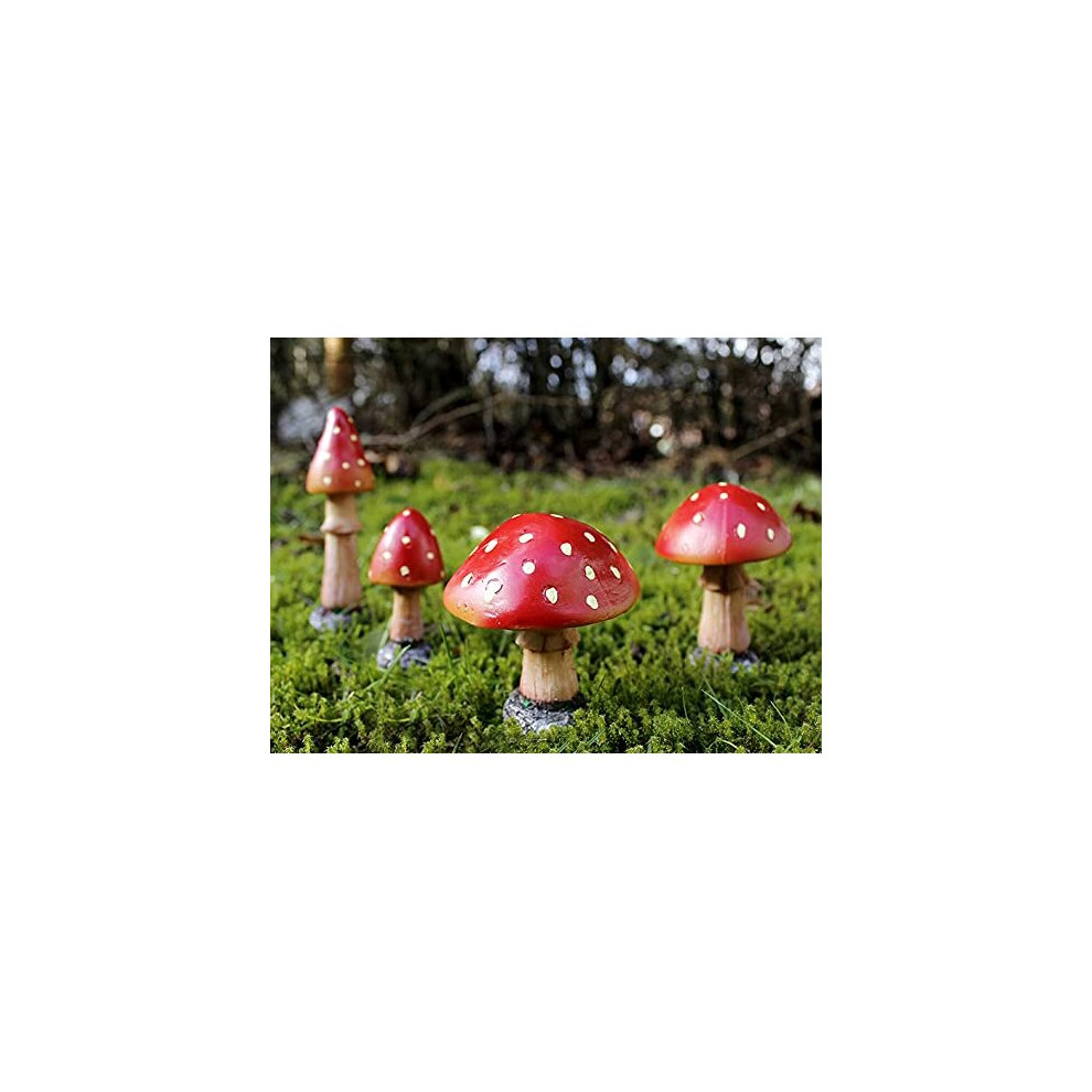 et of 4 Red Toadstool Garden Ornaments Statues Ideal Fairy Garden