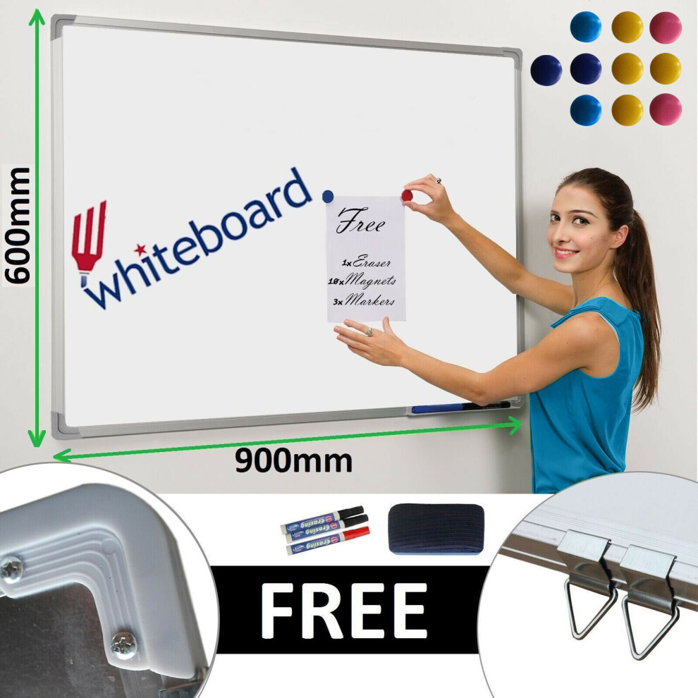 Ezi-Tech Magnetic Dry Wipe Board Notice Memo Board 900X600 White