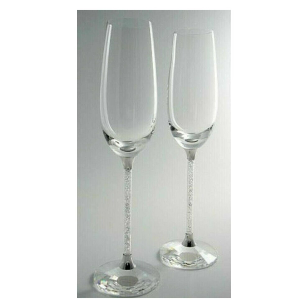 Champagne Flutes  With Swarovski Crystals Pair in Presentation Box