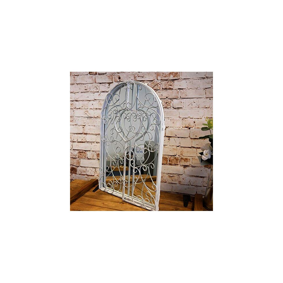 Metal Vintage Garden Mirror Retro Shabby Chic Style White