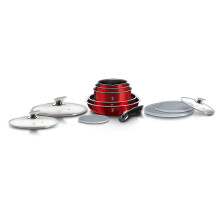 (Red) Berlinger Haus 12Pc Space Saving Cookware Set Pots Pans Induction Lids Handle