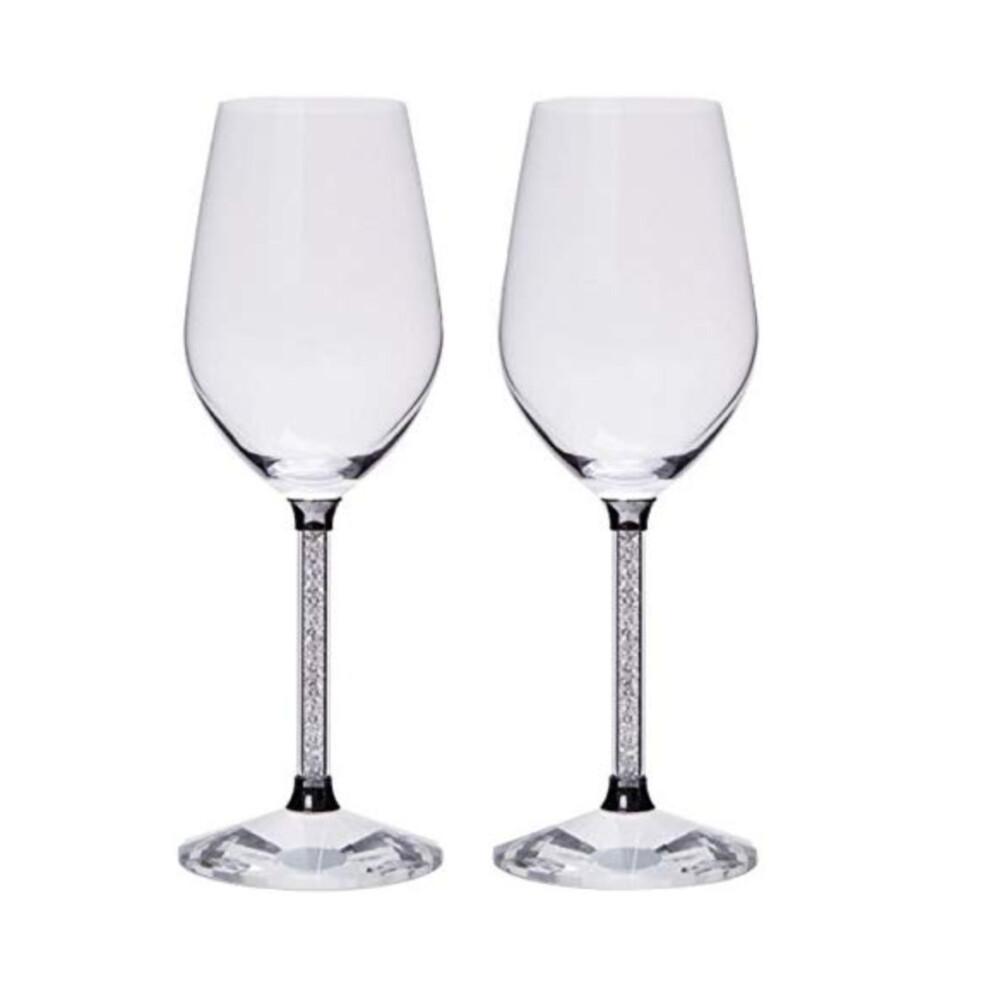 Wine Glasses Made With Swarovski in Stem Pair in Presentation Gift Box