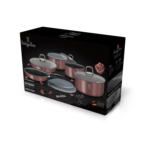 (Rose) Berlinger Haus 12Pc Space Saving Cookware Set Pots Pans Induction Lids Handle 2