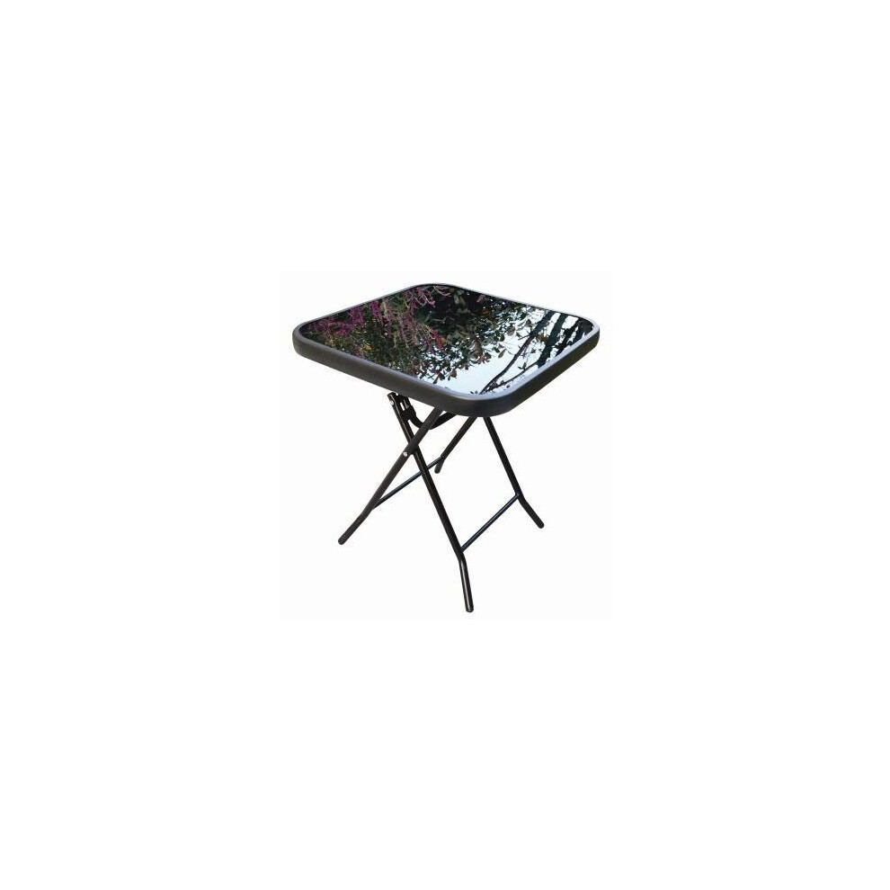 Glass Folding Table, Small Side Patio Table, Indoor Outdoor Furniture