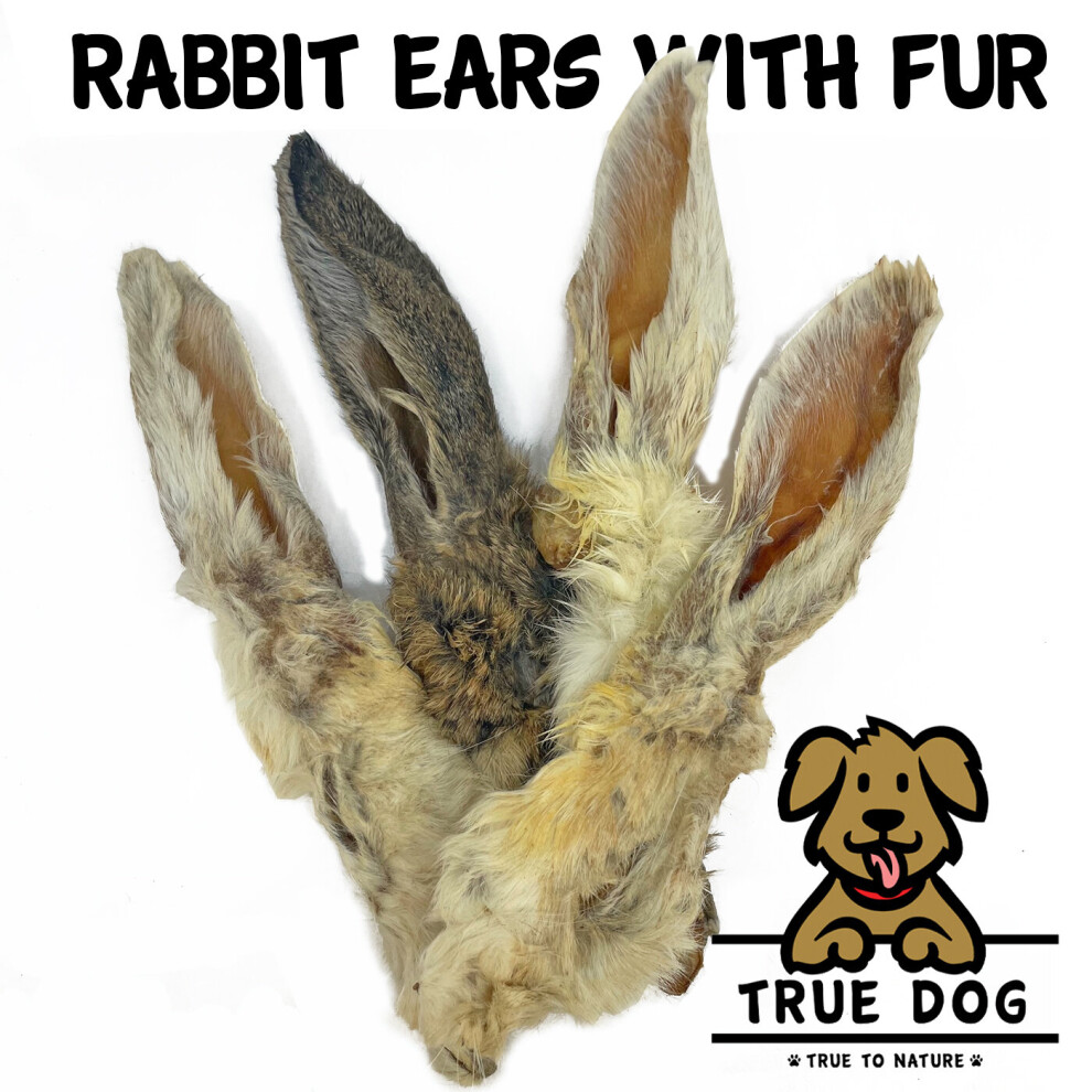 True Dog (2Kg) Rabbit Ears Natural With Fur - Hypoallergenic Dog Chew Treat