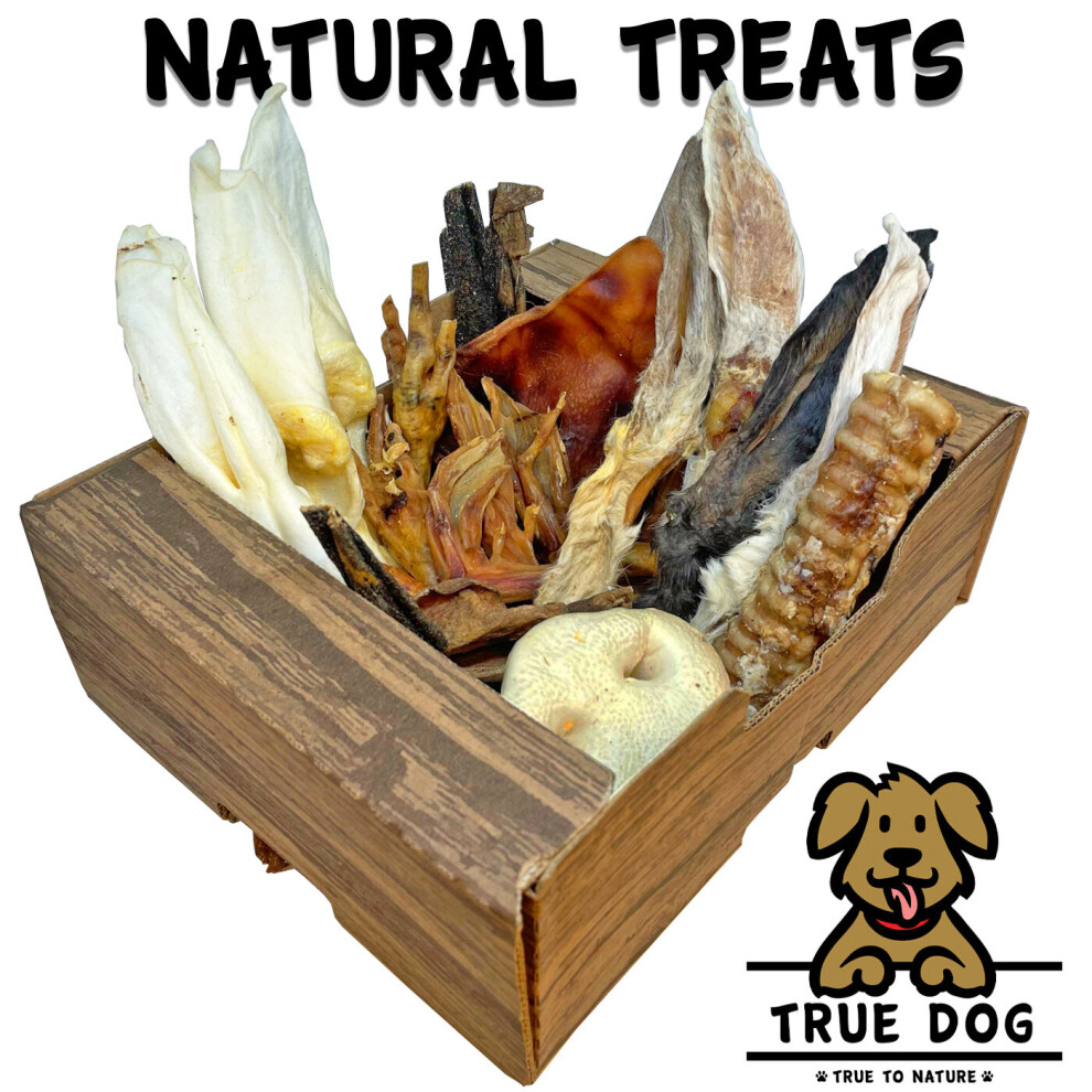 (x1 Pack) Natural Dog Treat Selection Pack | 30+ Chew Treats, Pigs Ears, Rabbit, Chicken